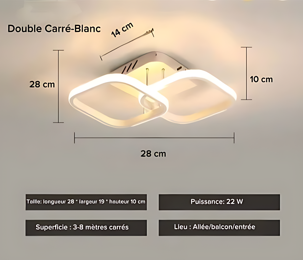 Plafonnier LED au Design Moderne à Forme - DESIGNER