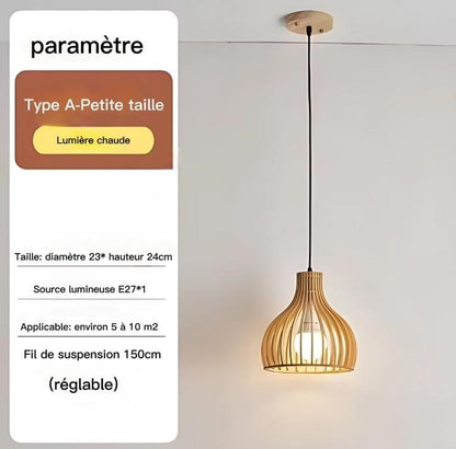 Lampe Suspendue au Design Rétro Affinage Bois - DESIGNER