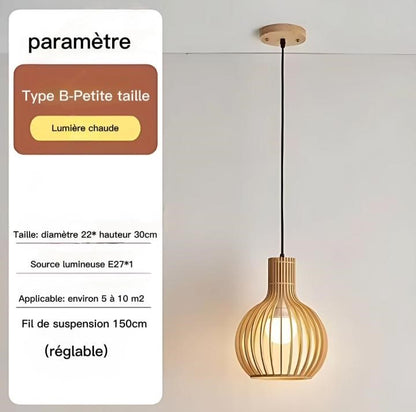 Lampe Suspendue au Design Rétro Affinage Bois - DESIGNER