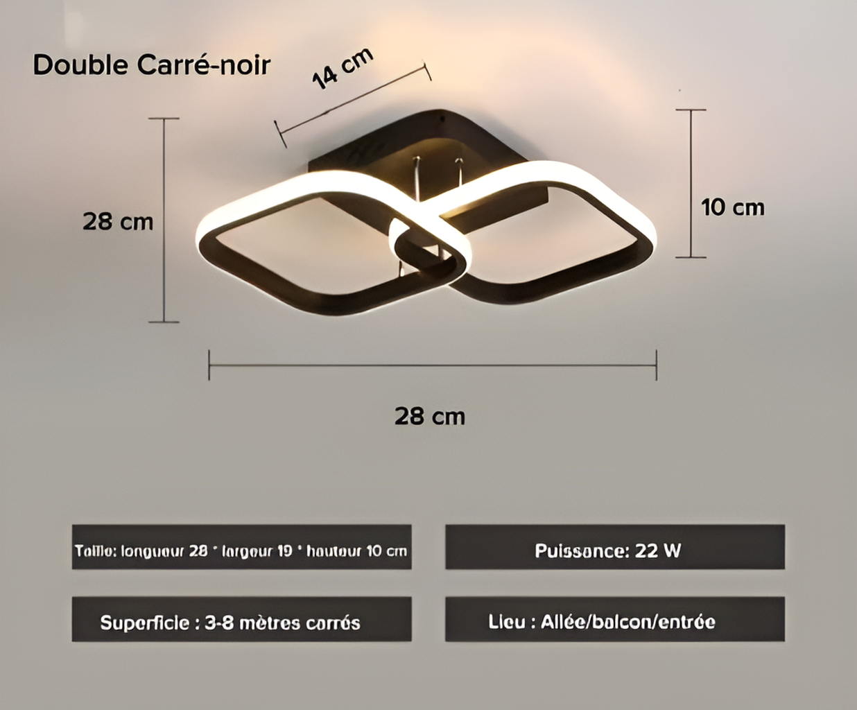 Plafonnier LED au Design Moderne à Forme - DESIGNER