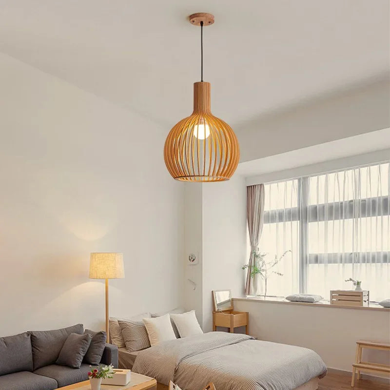 Lampe Suspendue au Design Rétro Affinage Bois - DESIGNER