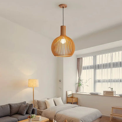Lampe Suspendue au Design Rétro Affinage Bois - DESIGNER