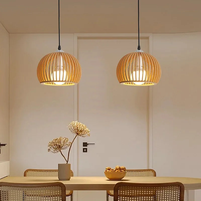 Lampe Suspendue au Design Rétro Affinage Bois - DESIGNER