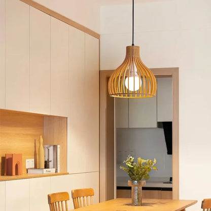 Lampe Suspendue au Design Rétro Affinage Bois - DESIGNER
