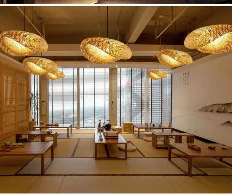 Plafonnier Suspendu en Bambou Tissé à la Main - DESIGNER